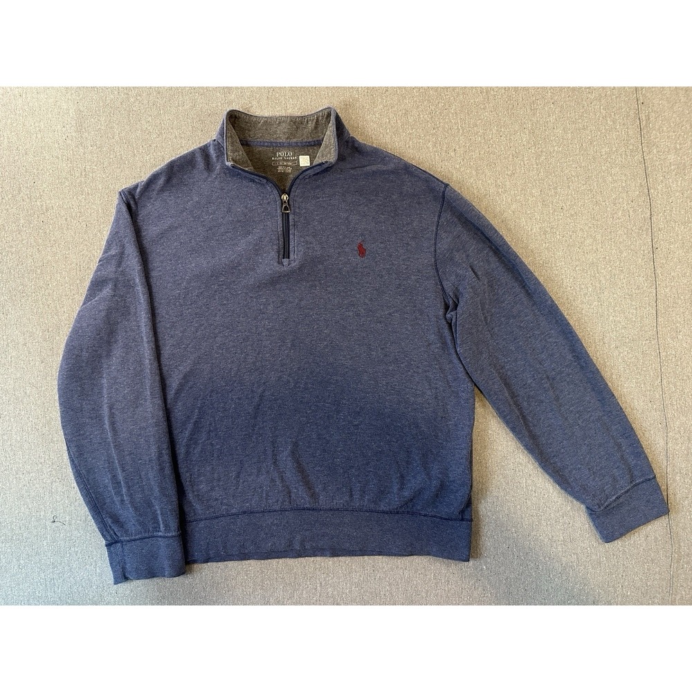 Polo Ralph Lauren Mens L Blue 1/4 zip Pullover Luxury blend Sweatshirt Soft